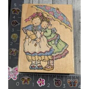 Penny Black Rain Or Shine Friends 312K 1997 Rubber Stamp Wood #E21